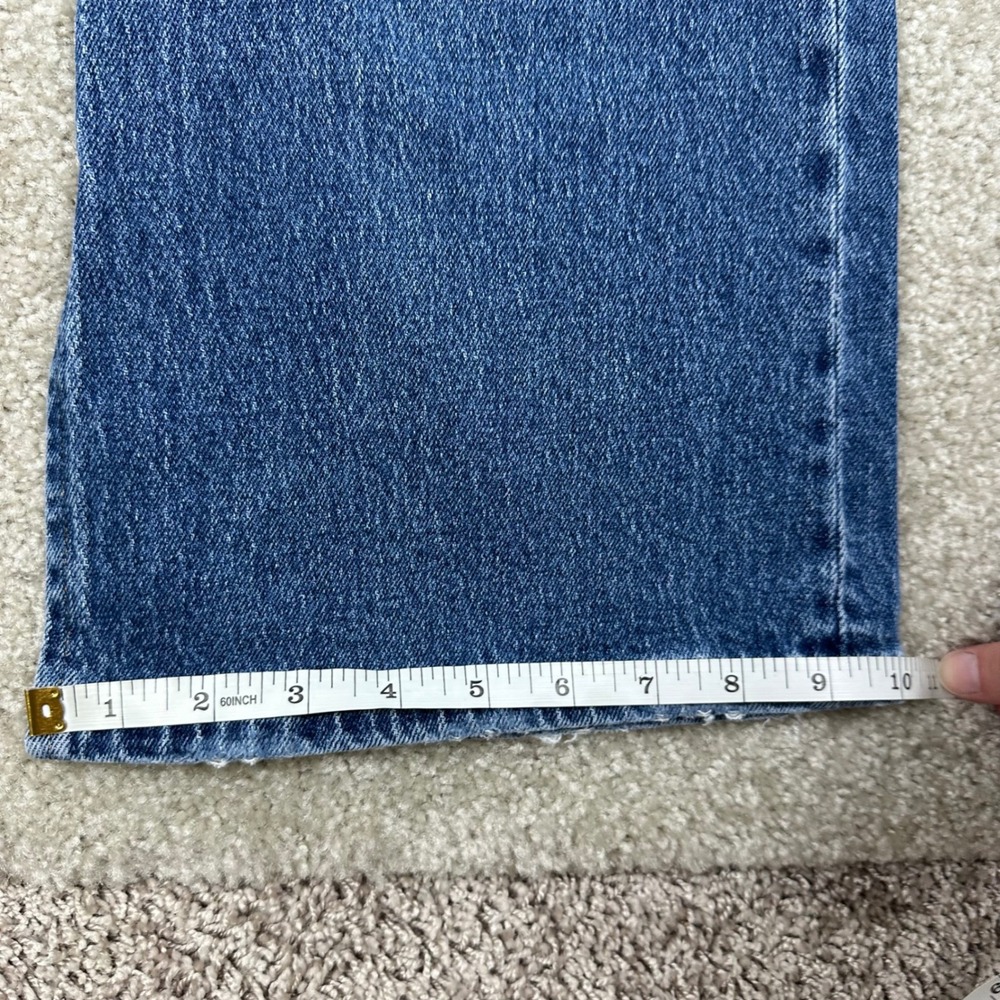 Evereve Womens High Rise Flare Leg Jeans Blue Medium Wash Side Slit Hem Size 28 - Picture 4 of 7